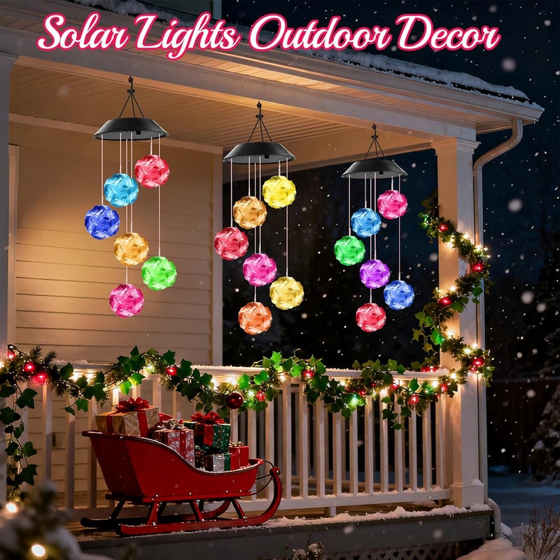 Winzwon Valentines Day Gift for Her Women Wife, Solar Lights Outdoor Wind Chimes for Outside Garden Yard Patio Porch Decor Hanging Rose Decorations - Image 3